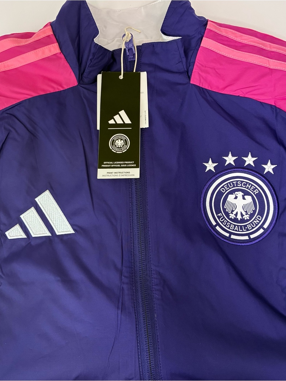 adidas Official Germany Football Reversible White/Purple Jacket Men’s M NEW! - Picture 11 of 11